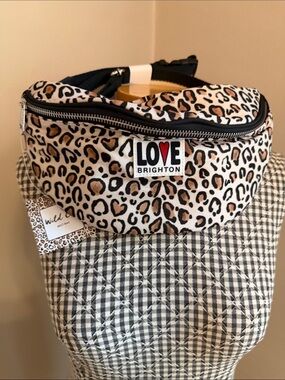 Brighton Leopard Print LOVE Belt Bag in Black and Tan